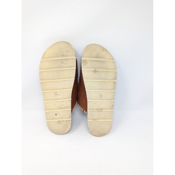 Brown Double Buckle Sandals White Stitching Comfortable Sole 11 Cushionaire - Picture 4 of 7